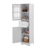 Tall Bathroom Cabinet; Acrylic Door Adjustable Shelf; White