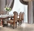 Traditional Set of 2pcs Side Chairs Brown Cherry Solid Wood Floral Design