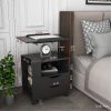 Height Adjustable Overbed End Table Wooden Nightstand with Swivel