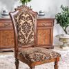 Traditional Set of 2pcs Side Chairs Brown Cherry Solid Wood Floral Design