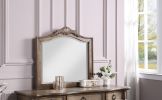 Contemporary Antique Oak Color Vanity Set w Stool Retro Style Drawers