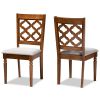 Studio Ramiro Modern and Contemporary Grey Fabric Upholstered and Walnut Brown Finished Wood 2-Piece Dining Chair Set