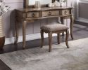 Contemporary Antique Oak Color Vanity Set w Stool Retro Style Drawers