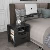 Height Adjustable Overbed End Table Wooden Nightstand with Swivel