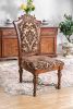 Traditional Set of 2pcs Side Chairs Brown Cherry Solid Wood Floral Design