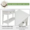 Classic Retro Style Console Table with Three Top Drawers and Open Style Bottom Shelf (Antique White)