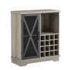 Single Door Wine Cabinet With 16 Wine Storage Compartments (Gray; 31.50" W*13.78" D*35.43" H)