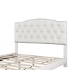 Upholstered Platform Bed with Saddle Curved Headboard and Diamond Tufted Details; Queen; Beige