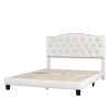 Upholstered Platform Bed with Saddle Curved Headboard and Diamond Tufted Details; Queen; Beige