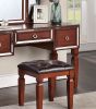 Classic Cherry Color Vanity Set w Stool 3- Storage Drawers, Tri-Fold Mirror