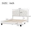 Upholstered Platform Bed with Saddle Curved Headboard and Diamond Tufted Details; Queen; Beige