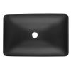 Matte Shell Glass Rectangular Vessel Bathroom Sink in Black with Faucet and Pop-Up Drain in Matte Black