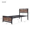 Metal and Wood Bed Frame with Headboard and Footboard ; Twin Size Platform Bed (BLACK)