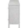 Large Storage Space Sideboard with Artificial Rattan Door and Metal Handles for Living Room and Entryway (Gray)