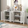 Large Storage Space Sideboard with Artificial Rattan Door (White)