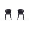 Manhattan Comfort Conrad Black Faux Leather Dining Chair (Set of 2)