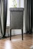 Classic Antique Black / Gray Set of 2 Side Chairs Button Tufted Linen