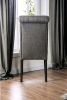 Classic Antique Black / Gray Set of 2 Side Chairs Button Tufted Linen