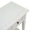 Classic Retro Style Console Table with Three Top Drawers and Open Style Bottom Shelf (Antique White)