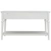 Classic Retro Style Console Table with Three Top Drawers and Open Style Bottom Shelf (Antique White)