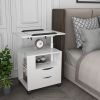 Height Adjustable Overbed End Table Wooden Nightstand with Swivel Top