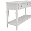 Classic Retro Style Console Table with Three Top Drawers and Open Style Bottom Shelf (Antique White)