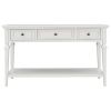 Classic Retro Style Console Table with Three Top Drawers and Open Style Bottom Shelf (Antique White)