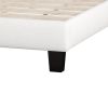 Upholstered Platform Bed with Saddle Curved Headboard and Diamond Tufted Details; Queen; Beige