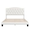 Upholstered Platform Bed with Saddle Curved Headboard and Diamond Tufted Details; Queen; Beige