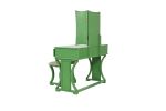 Unique Modern Bedroom Vanity Set w Stool Foldable Mirror Drawers Apple Green Color MDF Veneer 1pc Vanity Furniture