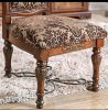 Traditional Set of 2pcs Side Chairs Brown Cherry Solid Wood Floral Design