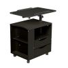 Height Adjustable Overbed End Table Wooden Nightstand with Swivel