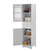 Tall Bathroom Cabinet; Acrylic Door Adjustable Shelf; White