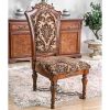 Traditional Set of 2pcs Side Chairs Brown Cherry Solid Wood Floral Design