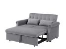 Artemax 55'' Velvet Convertible Loveseat Sleeper Sofa Couch w/ 2 Lumbar Pillows, Adjustable Pull-Out Bed and Removable Armrest