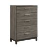 Contemporary Styling 1pc Chest of 5x Drawers with Antique Bar Pulls Two-Tone Finish Wooden Bedroom Furniture