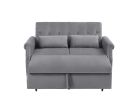 Artemax 55'' Velvet Convertible Loveseat Sleeper Sofa Couch w/ 2 Lumbar Pillows, Adjustable Pull-Out Bed and Removable Armrest