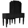 Classic Black Color Vanity Set w Stool 3- Storage Drawers