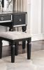 Classic Black Color Vanity Set w Stool 3- Storage Drawers