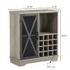 Single Door Wine Cabinet With 16 Wine Storage Compartments (Gray; 31.50" W*13.78" D*35.43" H)