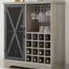 Single Door Wine Cabinet With 16 Wine Storage Compartments (Gray; 31.50" W*13.78" D*35.43" H)