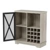 Single Door Wine Cabinet With 16 Wine Storage Compartments (Gray; 31.50" W*13.78" D*35.43" H)