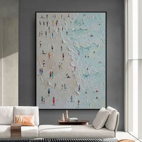 Hand painting Beach Scenery Oil Paintings On Canvas Wall Art Decoration Modern Abstract Picture Luxury Home Decor (size: 50X70cm)