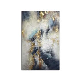 Handmade Top Selling Abstract Oil Painting Wall Art Modern Minimalist Blue Color Gold Foil Picture Canvas Home Decoration For Living Room No Frame (size: 150x220cm)