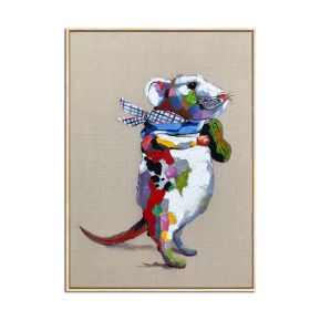 Wall Art Handmade Colored Mouse Oil Painting On Canvas Living Room Home Decor Wall pictures Hand Painted Animal Pictures No Frame (size: 75x150cm)