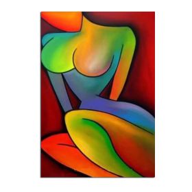 Top Skill Handmade Modern Abstract Portrait Beautiful Colorful Sexy Nude Figure Wall Art Oil Painting on Canvas for Home Decor (size: 90x120cm)