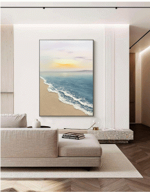 Hand painted oil painting sunrise seascape sailboat home decoration wall art canvas hanging painting (size: 75x150cm)