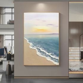 Hand painted oil painting sunrise seascape sailboat home decoration wall art canvas hanging painting (size: 60x90cm)