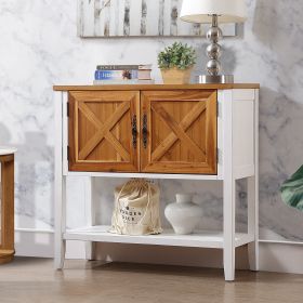 35'' Farmhouse Wood Buffet Sideboard Console Table with Bottom Shelf and 2-Door Cabinet; for Living Room; Entryway; Kitchen Dining Room Furniture (Ant (Color: as Pic)