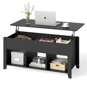 Lift Top Coffee Table with Storage Lower Shelf (Color: BLACK)